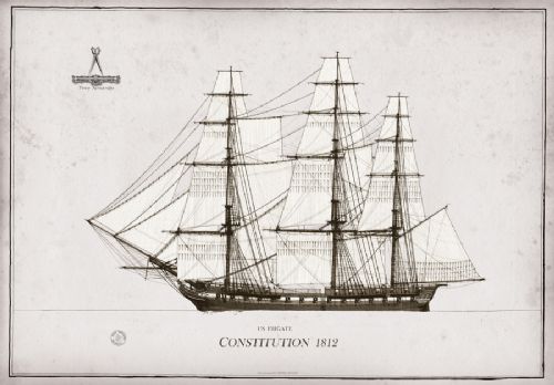 1812 US Frigate Constitution pen ink study by Tony Fernandes